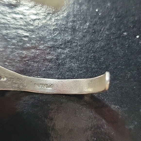 Sterling Silver Style Orange Oval Stone Cuff Bracelet - Picture 5 of 11